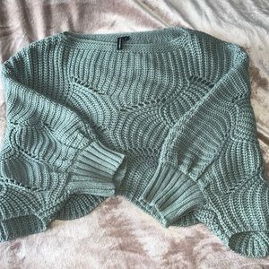 Moon & Madison Green/Grey Knit Scalloped Sweater Size L